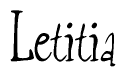 The image contains the word 'Letitia' written in a cursive, stylized font.