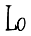 The image is of the word Lo stylized in a cursive script.