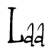 The image is of the word Laa stylized in a cursive script.