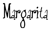 The image is a stylized text or script that reads 'Margarita' in a cursive or calligraphic font.