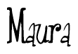 The image contains the word 'Maura' written in a cursive, stylized font.