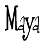 The image is of the word Maya stylized in a cursive script.