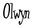 The image contains the word 'Olwyn' written in a cursive, stylized font.