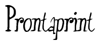 The image is of the word Prontaprint stylized in a cursive script.
