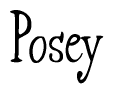 The image contains the word 'Posey' written in a cursive, stylized font.