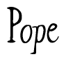 The image is of the word Pope stylized in a cursive script.