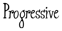 The image is of the word Progressive stylized in a cursive script.