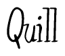 The image is a stylized text or script that reads 'Quill' in a cursive or calligraphic font.