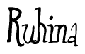 The image is of the word Ruhina stylized in a cursive script.