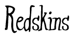 The image is a stylized text or script that reads 'Redskins' in a cursive or calligraphic font.