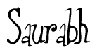 The image contains the word 'Saurabh' written in a cursive, stylized font.