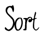 The image is of the word Sort stylized in a cursive script.