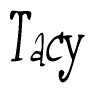The image contains the word 'Tacy' written in a cursive, stylized font.