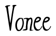 The image is of the word Vonee stylized in a cursive script.