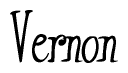 The image is of the word Vernon stylized in a cursive script.