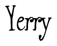 The image is a stylized text or script that reads 'Yerry' in a cursive or calligraphic font.