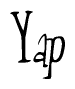 The image is a stylized text or script that reads 'Yap' in a cursive or calligraphic font.