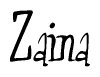 The image is of the word Zaina stylized in a cursive script.