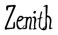 The image is a stylized text or script that reads 'Zenith' in a cursive or calligraphic font.