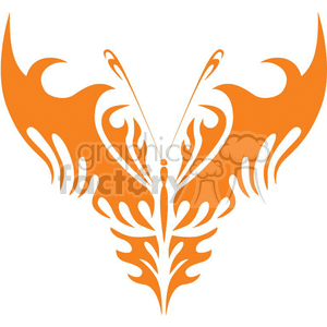 tribal isslustrated butterfly in orange on white clipart. Royalty-free image # 368345