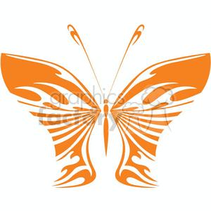 orange symmetrical tattoo of a butterfly