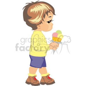 Boy holding an ice cream cone clipart. Commercial use image # 369328