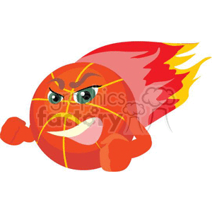 basketball sports ball fire hot flame flaming angry cartoon character mascot fireball