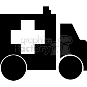 clipart - A Black and White Medical Truck.