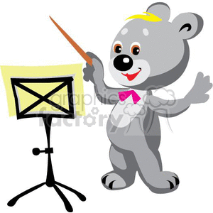 Gray teddy bear leading music