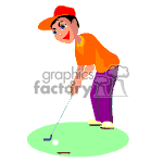 Golfer making his putt. clipart.