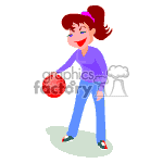clipart - Female bowling trying a new method..
