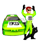 Animated race car driver.
