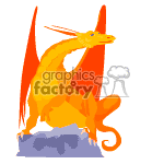 Huge orange dragon breathing fire. clipart. Commercial use image # 370361