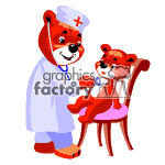 Teddy bear doctor giving a checkup.