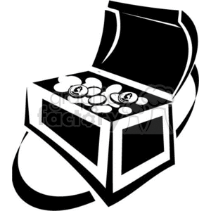 black and white treasure chest full of money clipart. Commercial use image # 370454