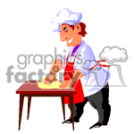Animated baker getting dough ready for pizza. clipart.