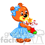 Girl teddy bear holding her christmas stocking. clipart. Royalty-free image # 371136