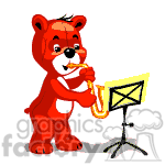 Teddy bear playing the saxophone. clipart.