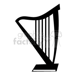 clipart - black and white harp.