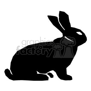 clipart - Black and white rabbit.