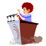 Women speaking at a podium clipart.