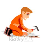 clipart - Carpenter working on the floor.