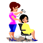 Beautician styling hair clipart.