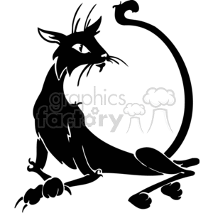 Black cat lying on its side with long tail clipart. Commercial use image # 372940