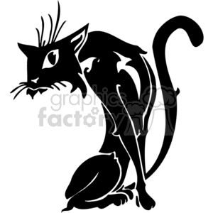 Black cat with head turned to its extreme right clipart. Royalty-free image # 372965