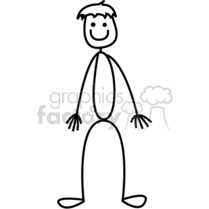 Black and White Stick Man with Floppy Hair clipart. Royalty-free image # 373060