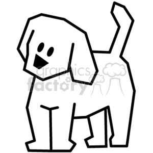 black and white stick figure pet dog clipart.