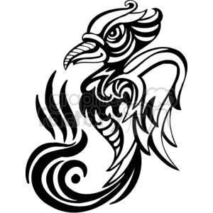 Tribal drawing of a crow clipart.