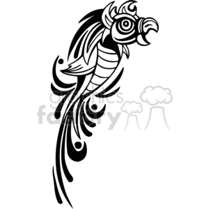 Black and white tribal parrot with the appearance of horns clipart. Royalty-free image # 373110