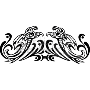Black and white tribal birds with abstract bodies face to face clipart. Royalty-free image # 373115